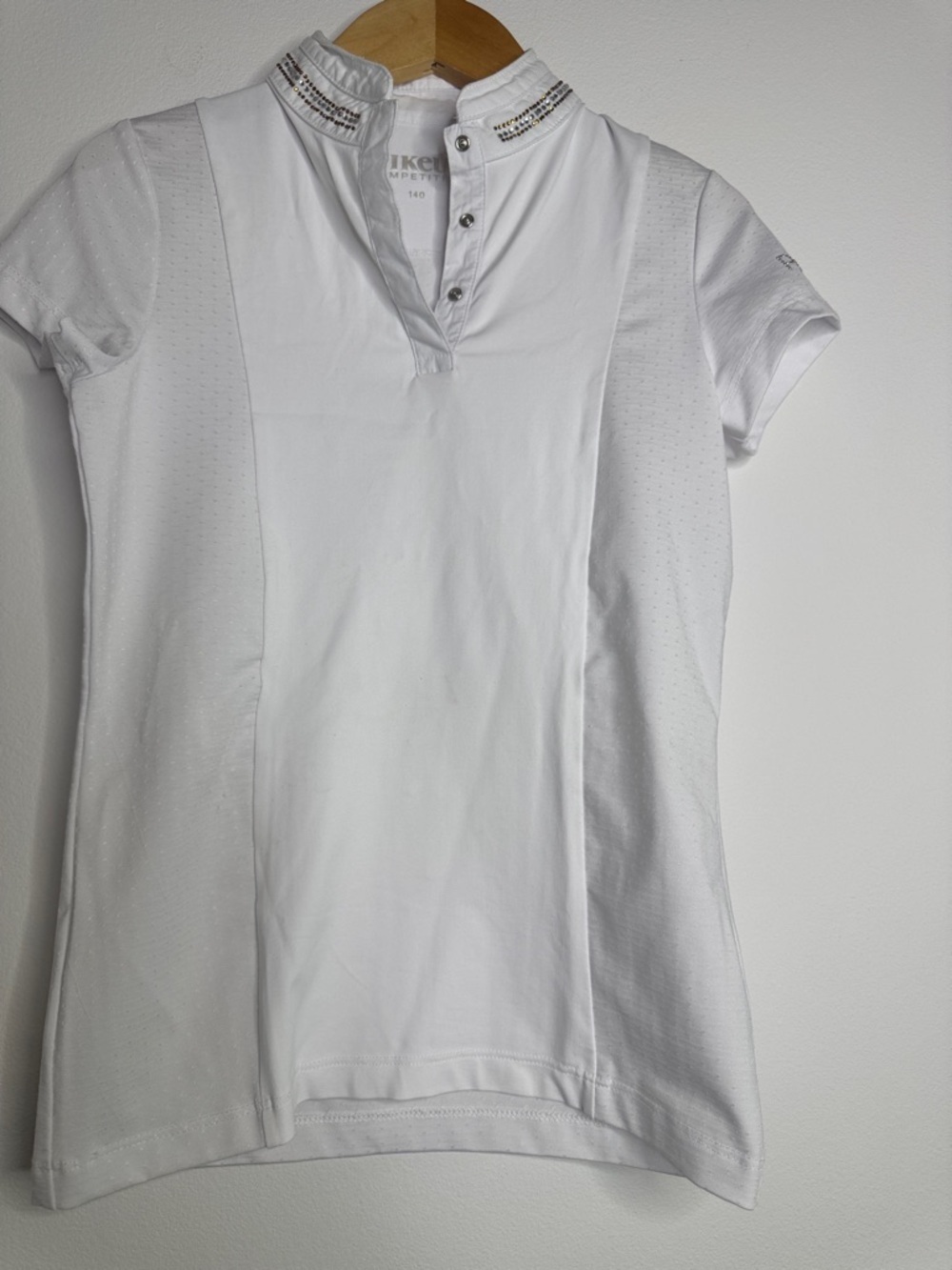 Pikeur Dressage Short Sleeve Equestrian Show Shirt Embellished Collar - Kids